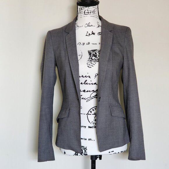 H&M Gray Tailored Fitted Blazer Single-Button Suit Jacket Blazer - Picture 4 of 9